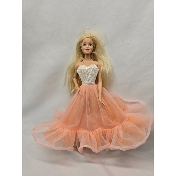 Barbie Peaches 'n Cream 1984 Mattel Replacement Dress Gown On Doll- FLAWED AS IS - Picture 1 of 16